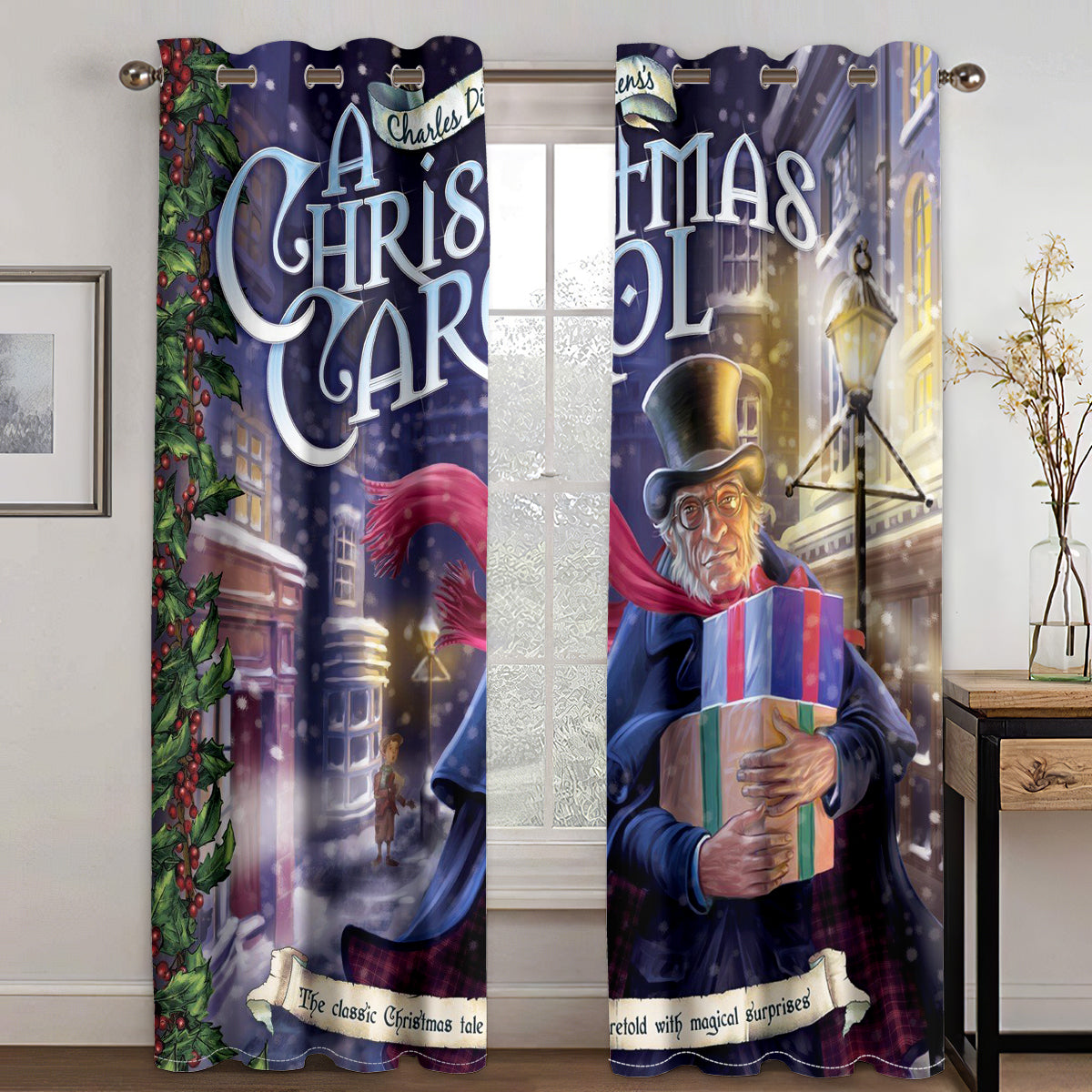 A Christmas Carol Curtains Blackout Window Treatments Drapes Room Decor