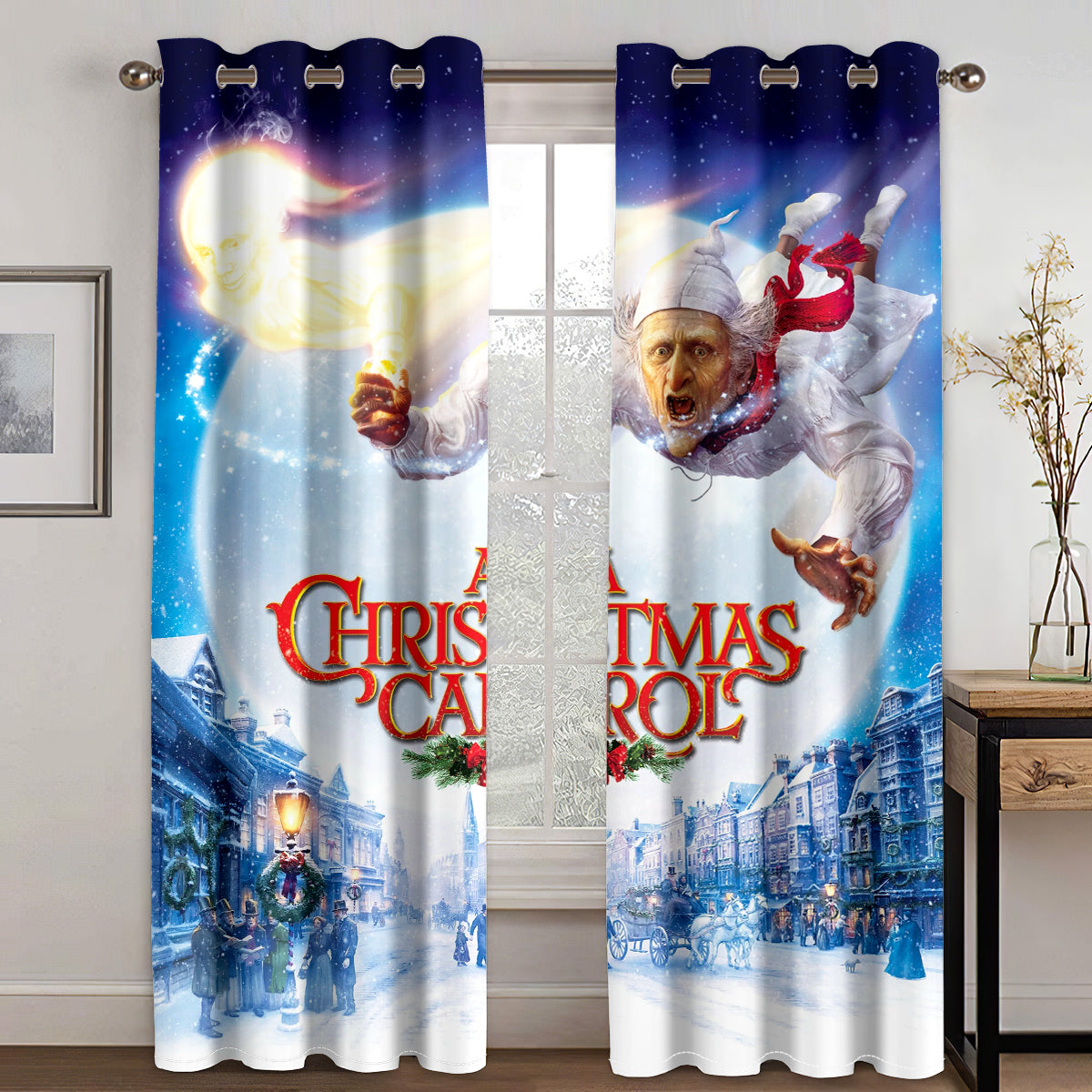 A Christmas Carol Curtains Blackout Window Treatments Drapes Room Decor