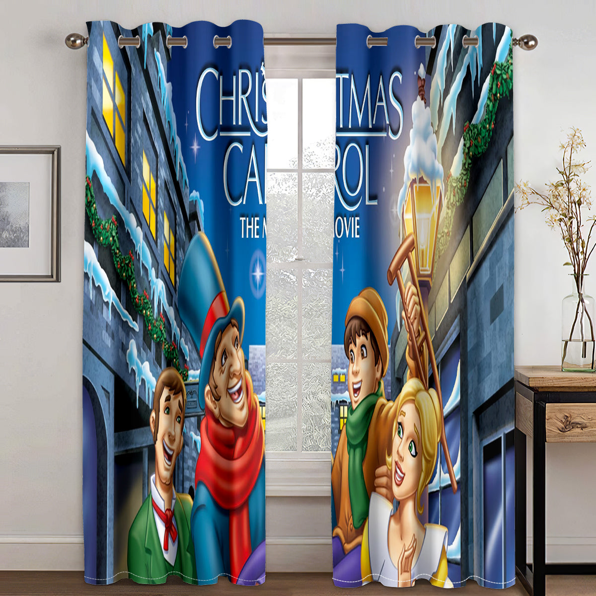 A Christmas Carol Curtains Blackout Window Treatments Drapes Room Decor