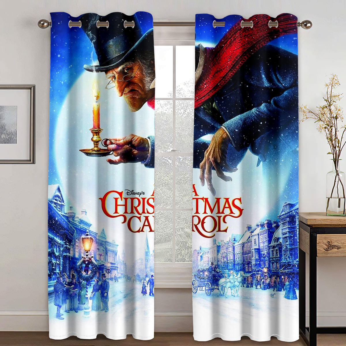 A Christmas Carol Curtains Blackout Window Treatments Drapes Room Decor