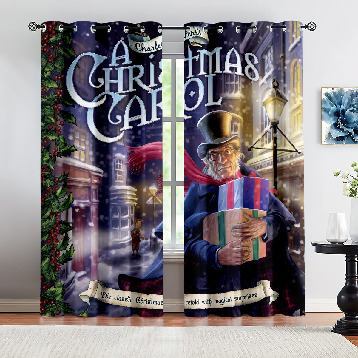 A Christmas Carol Curtains Blackout Window Treatments Drapes Room Decor