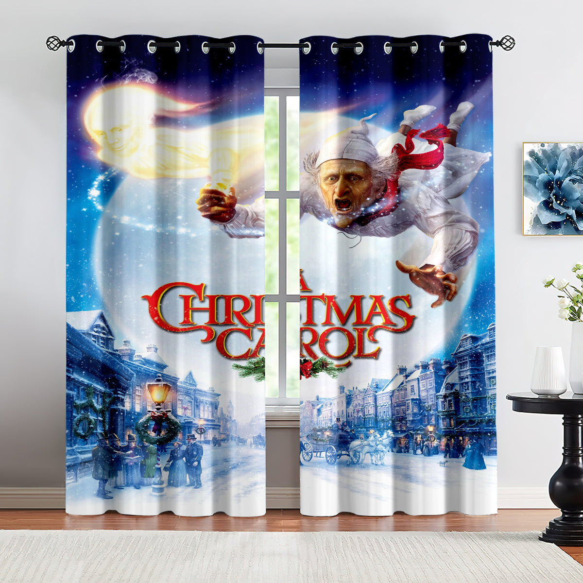 A Christmas Carol Curtains Blackout Window Treatments Drapes Room Decor