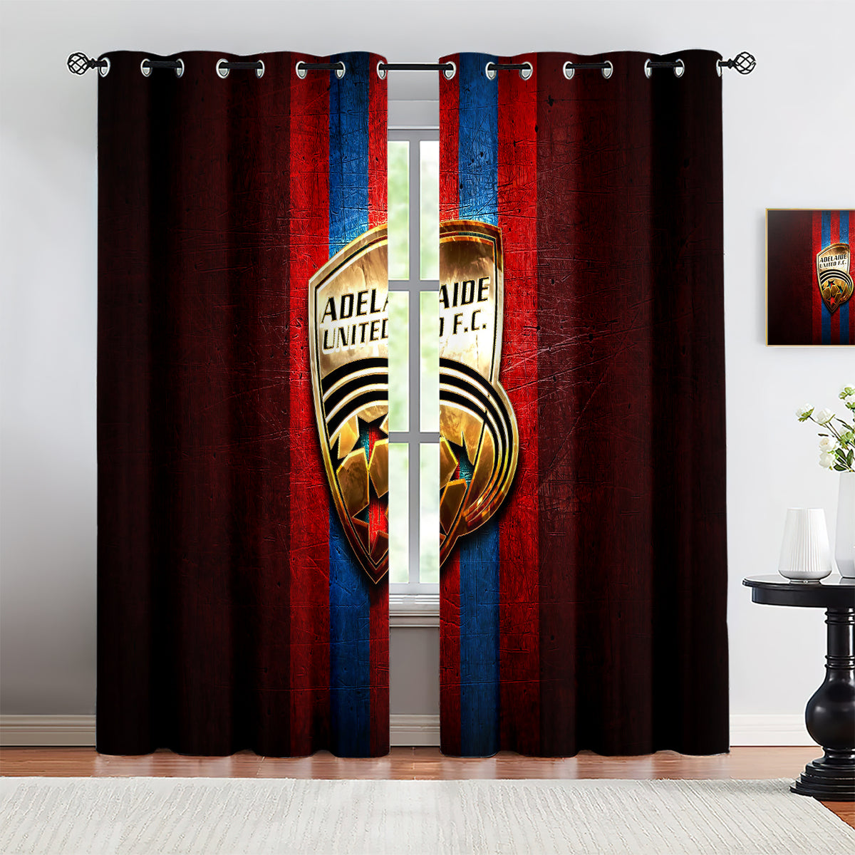 Adelaide United Soccer Blackout Curtains Drapes for Window Treatment Set