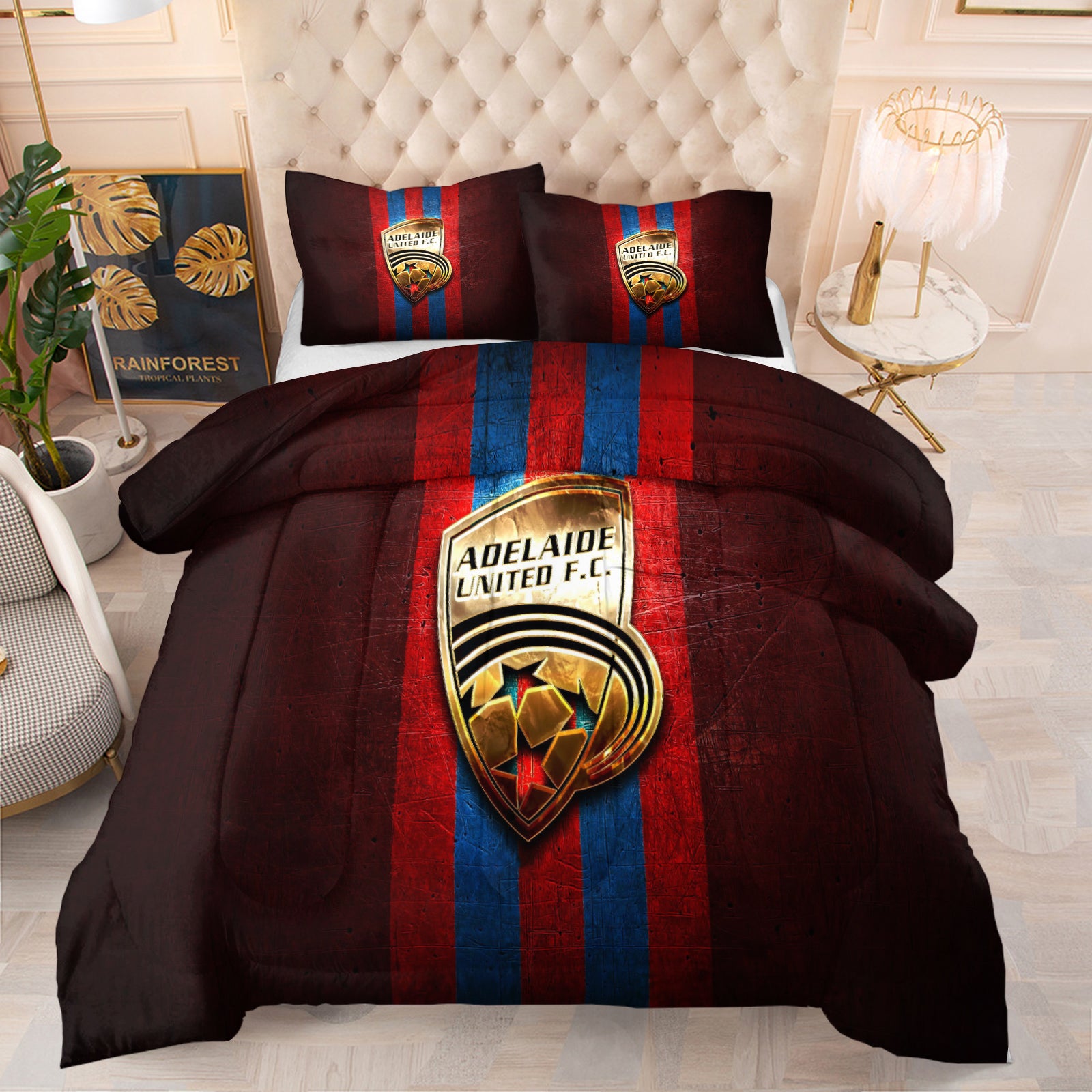 Adelaide United Soccer Comforter Pillowcase Sets Blanket All Season Reversible Quilted Duvet