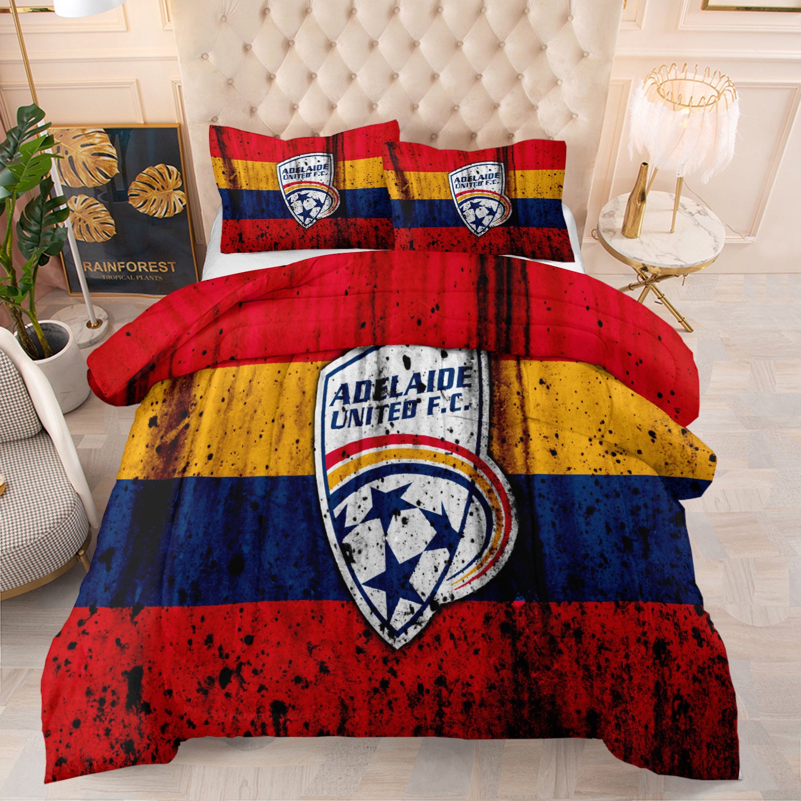 Adelaide United Soccer Comforter Pillowcase Sets Blanket All Season Reversible Quilted Duvet