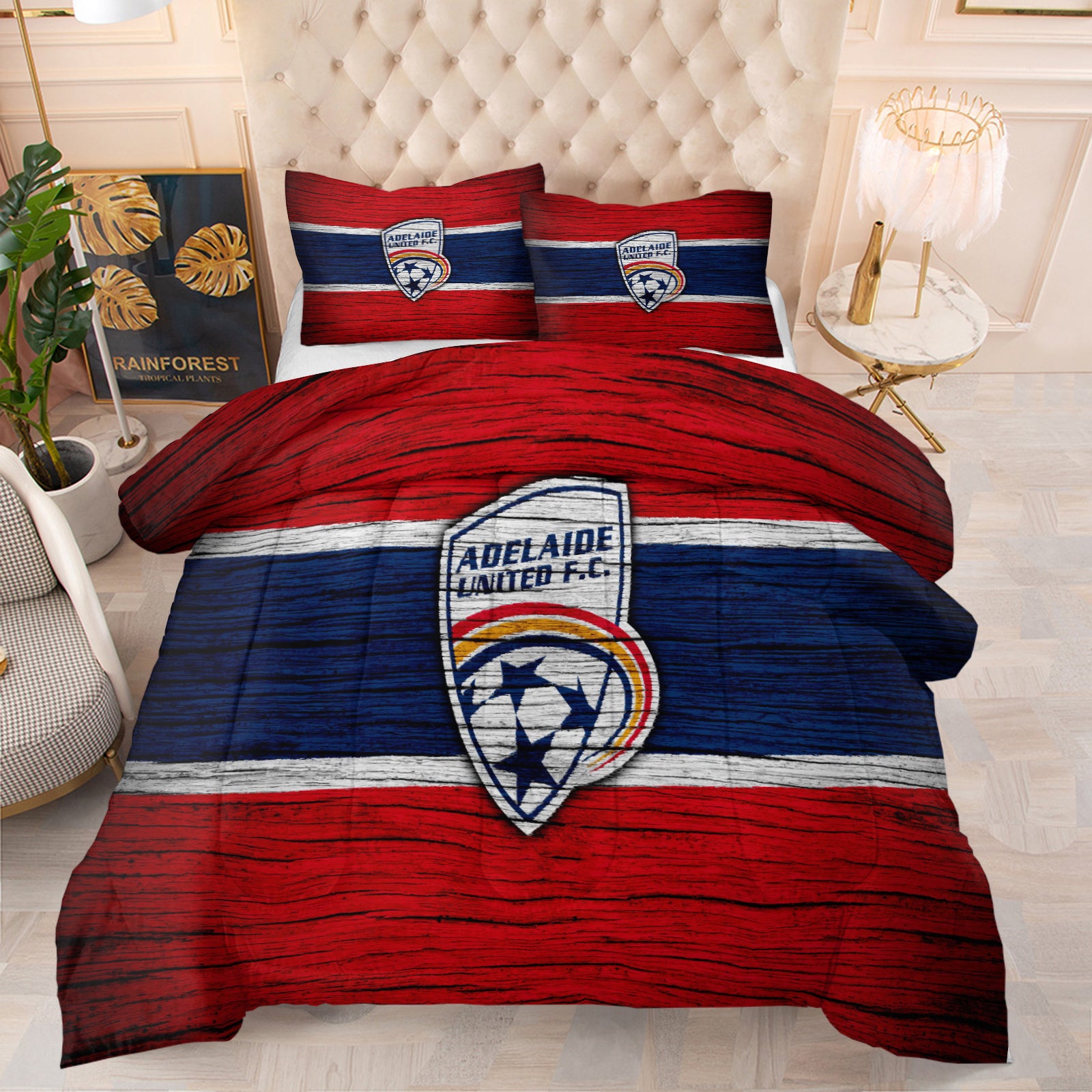 Adelaide United Soccer Comforter Pillowcase Sets Blanket All Season Reversible Quilted Duvet