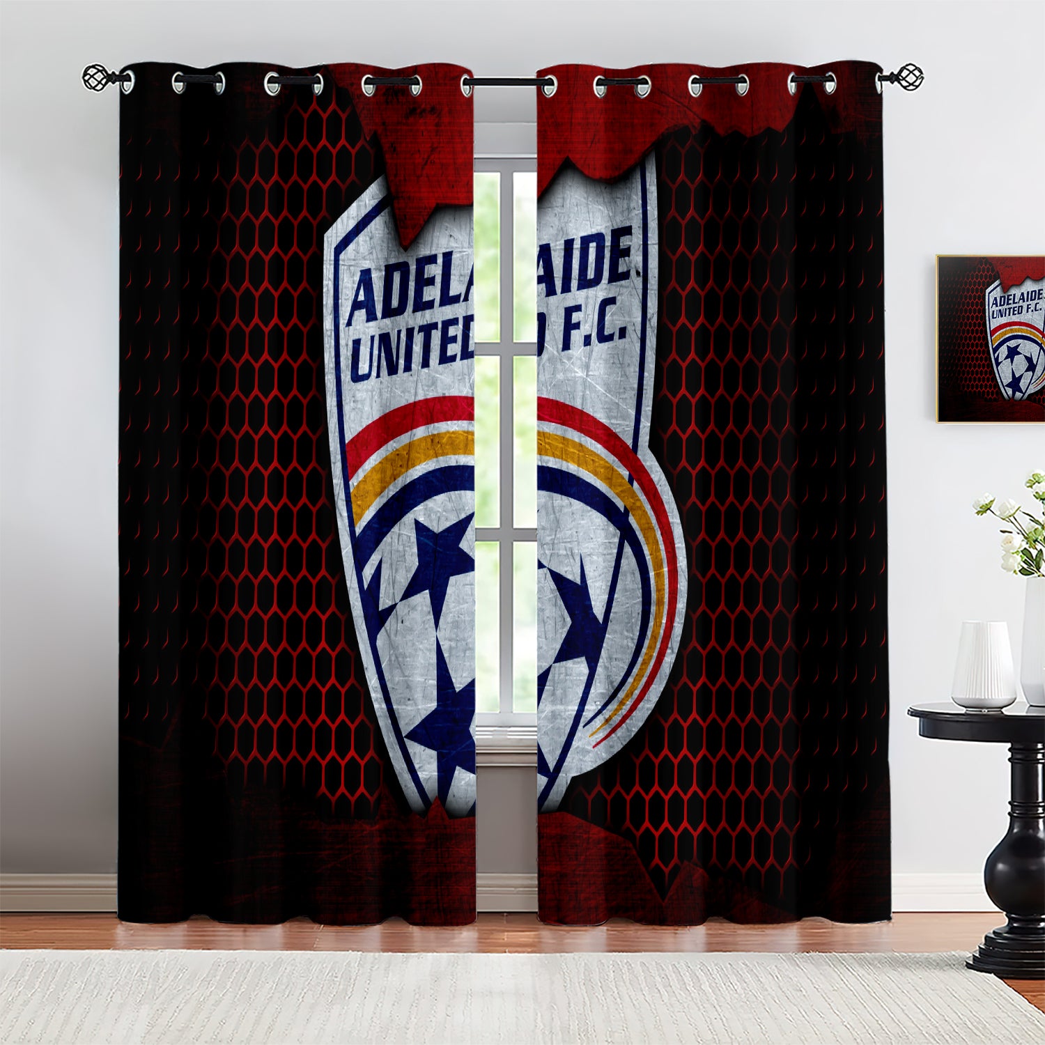Adelaide United Soccer Blackout Curtains Drapes for Window Treatment Set