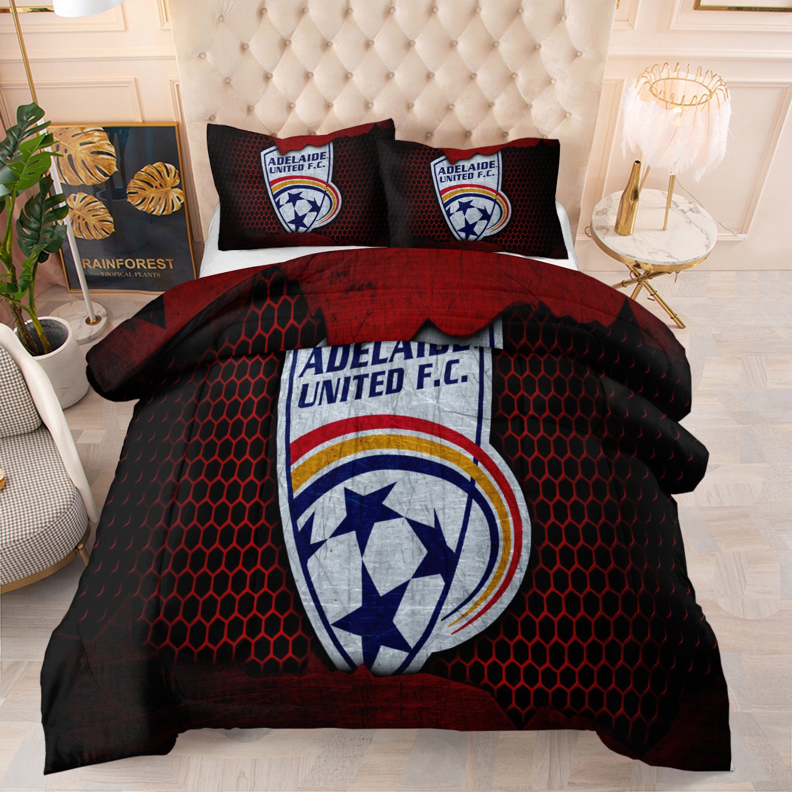 Adelaide United Soccer Comforter Pillowcase Sets Blanket All Season Reversible Quilted Duvet