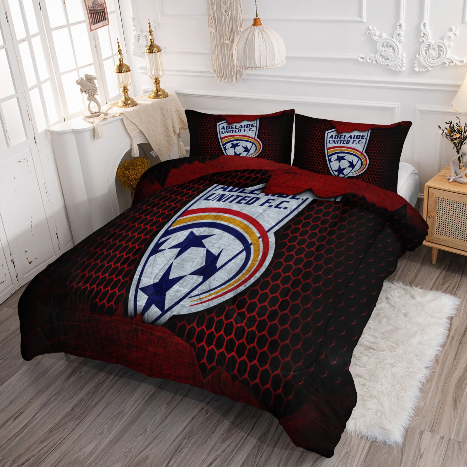 Adelaide United Soccer Comforter Pillowcase Sets Blanket All Season Reversible Quilted Duvet