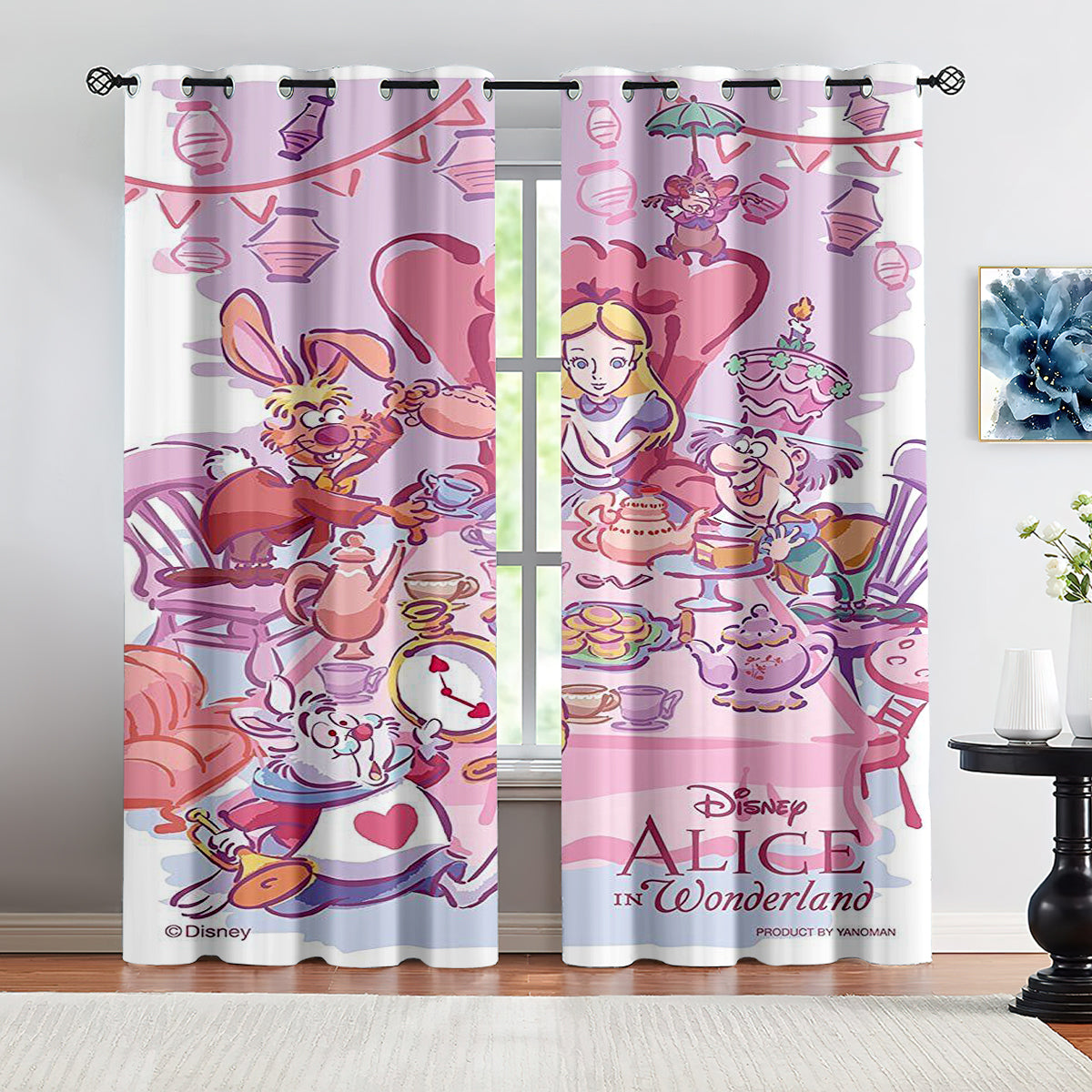 Alice's Adventures In Wonderland Curtains Blackout Window Treatments Drapes Room Decor