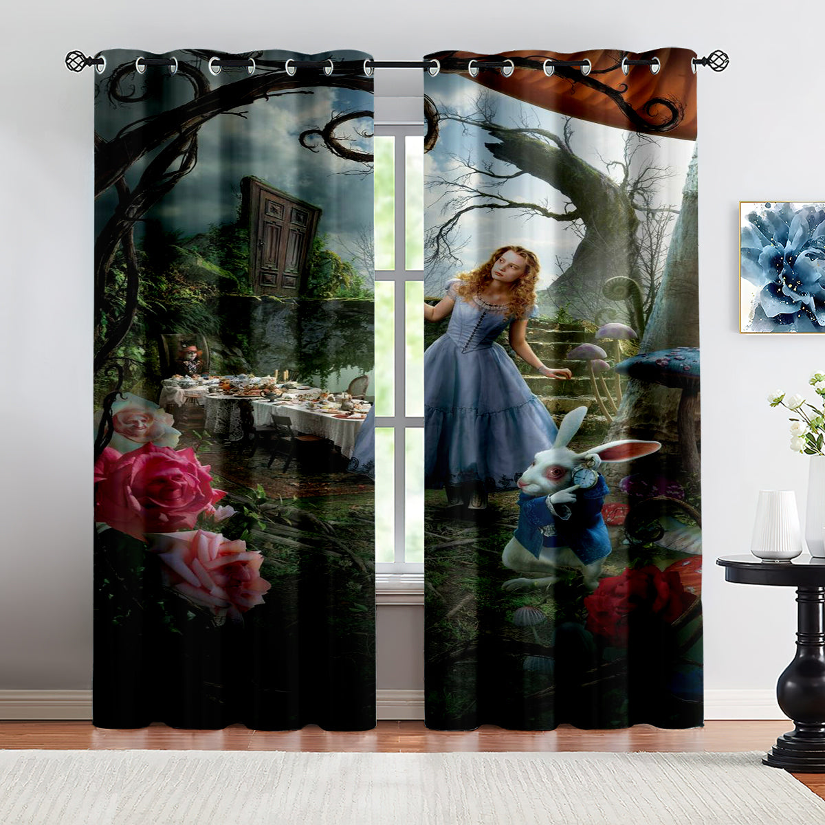 Alice's Adventures In Wonderland Curtains Blackout Window Treatments Drapes Room Decor