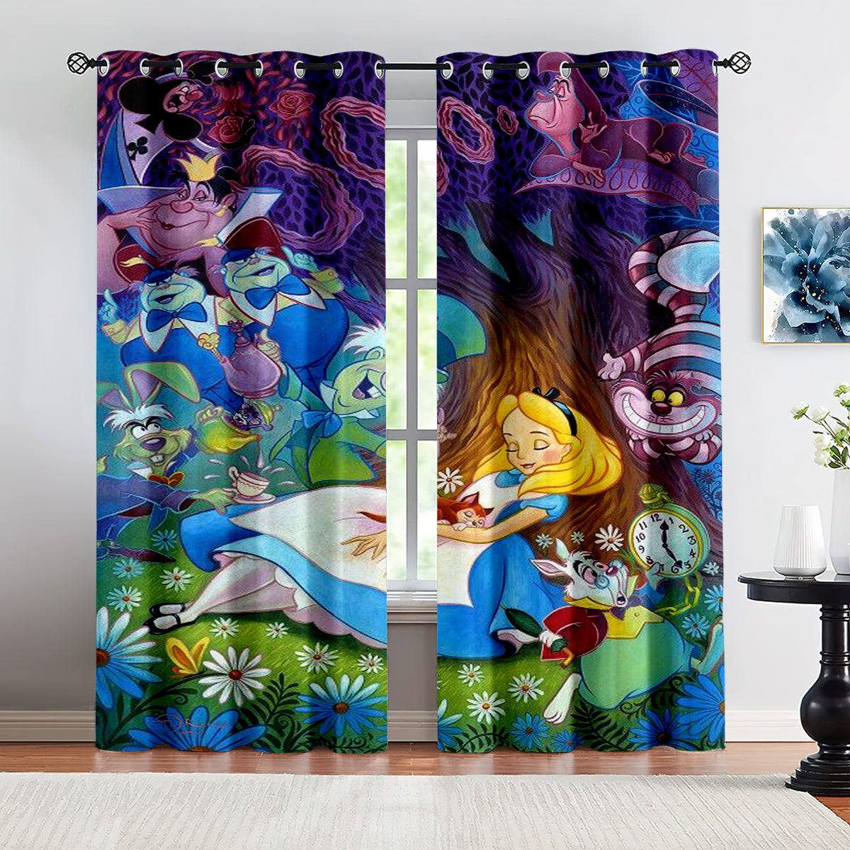 Alice's Adventures In Wonderland Curtains Blackout Window Treatments Drapes Room Decor