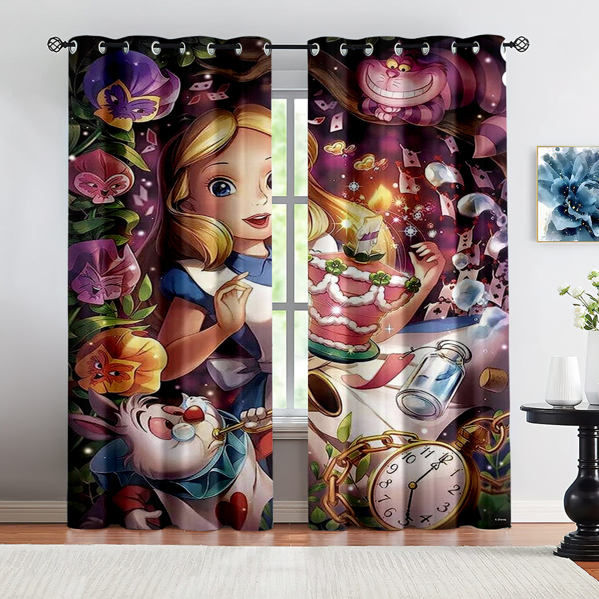 Alice's Adventures In Wonderland Curtains Blackout Window Treatments Drapes Room Decor