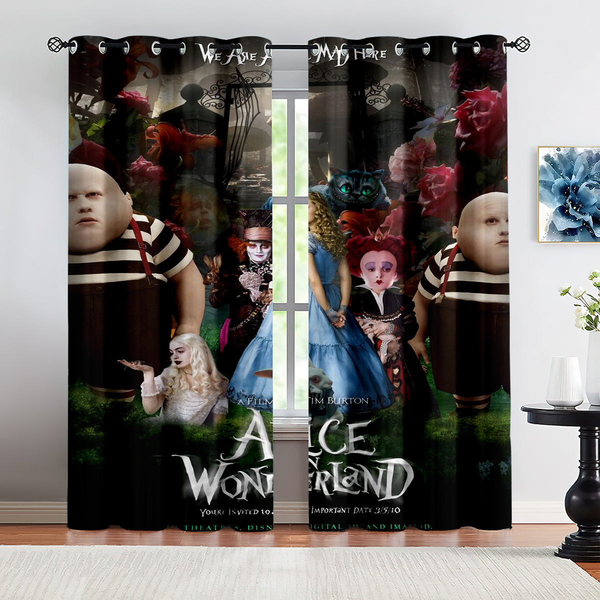 Alice's Adventures In Wonderland Curtains Blackout Window Treatments Drapes Room Decor