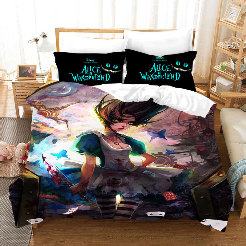 Alice in Wonderland Duvet Cover Quilt Cover Pillowcase Bedding Set Home Bedroom Decor