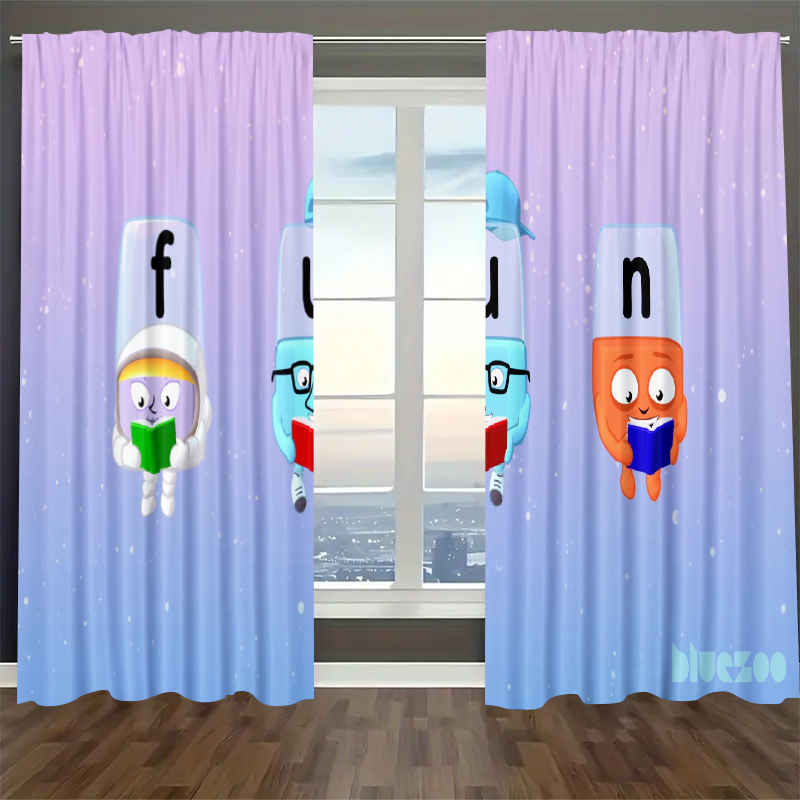 Alphablocks‌ Blackout Curtains Drapes For Window Treatment Set