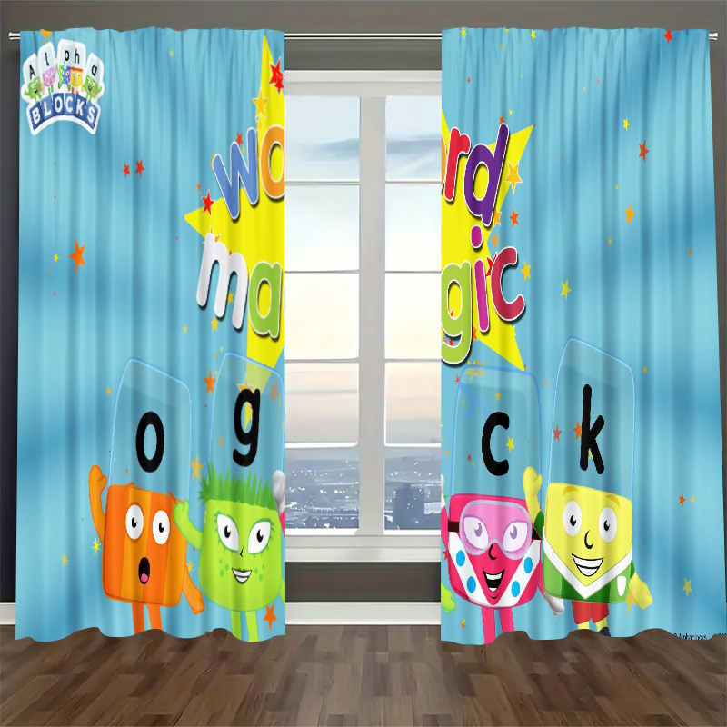Alphablocks‌ Blackout Curtains Drapes For Window Treatment Set
