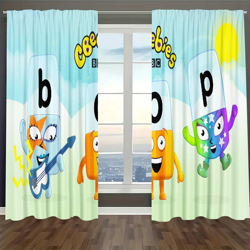 Alphablocks‌ Blackout Curtains Drapes For Window Treatment Set