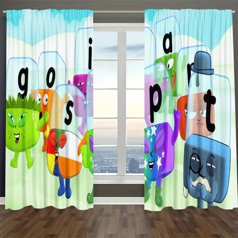 Alphablocks‌ Blackout Curtains Drapes For Window Treatment Set