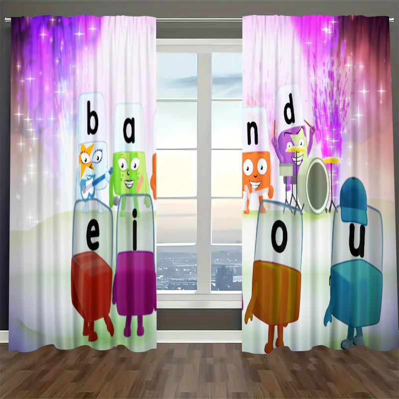 Alphablocks‌ Blackout Curtains Drapes For Window Treatment Set
