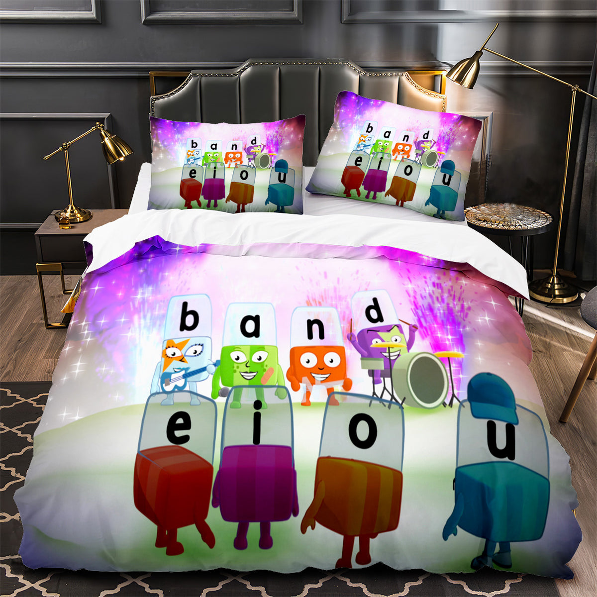 Alphablocks‌ Duvet Cover Quilt Case Pillowcase Bedding Set Without Filler