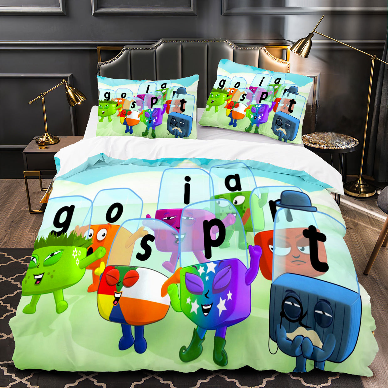 Alphablocks‌ Duvet Cover Quilt Case Pillowcase Bedding Set Without Filler