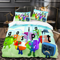 Alphablocks‌ Duvet Cover Quilt Case Pillowcase Bedding Set Without Filler
