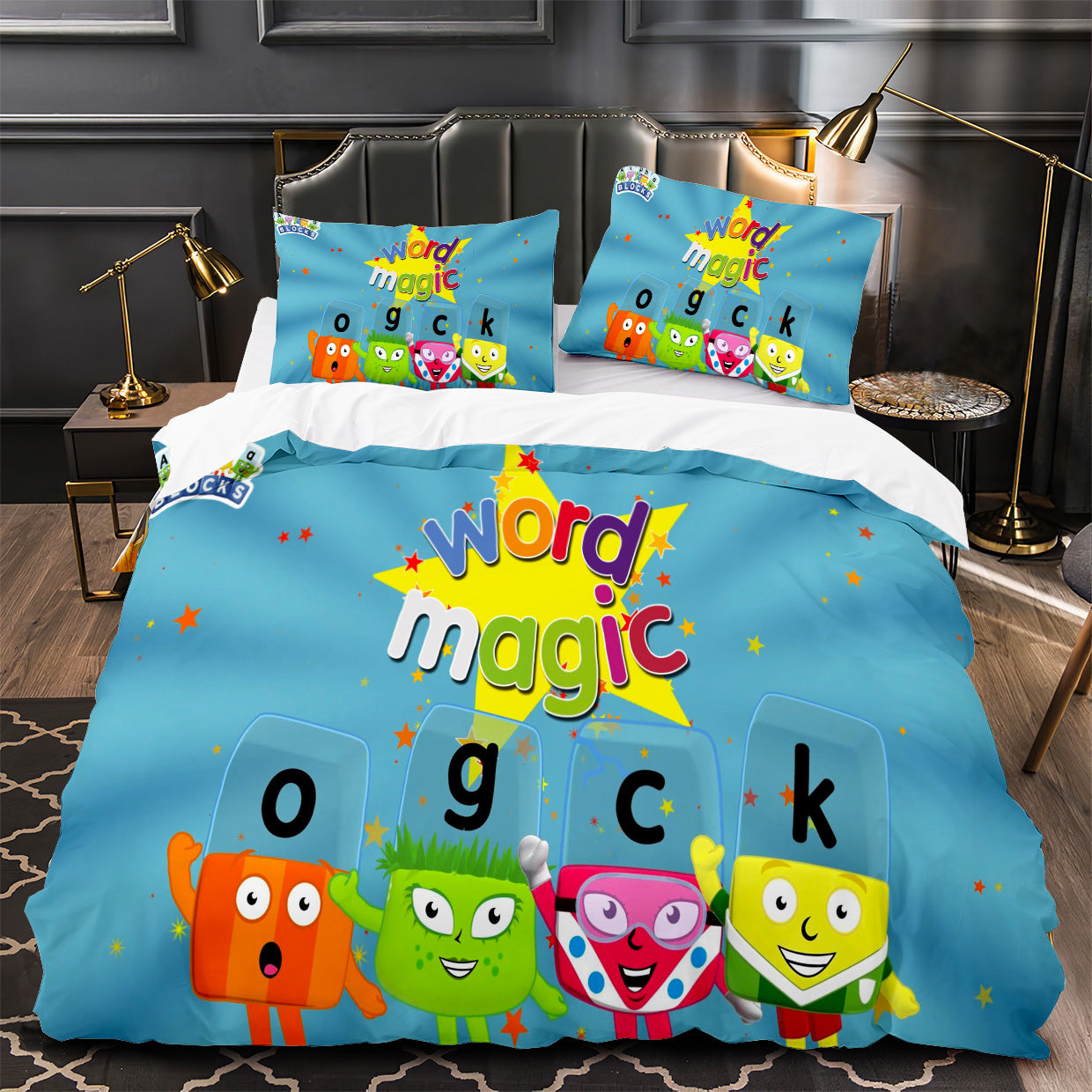 Alphablocks‌ Duvet Cover Quilt Case Pillowcase Bedding Set Without Filler
