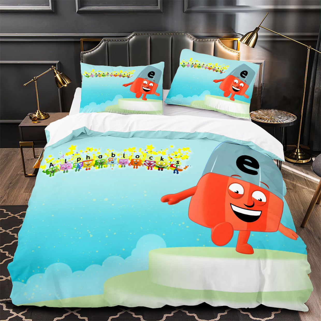 Alphablocks‌ Duvet Cover Quilt Case Pillowcase Bedding Set Without Filler