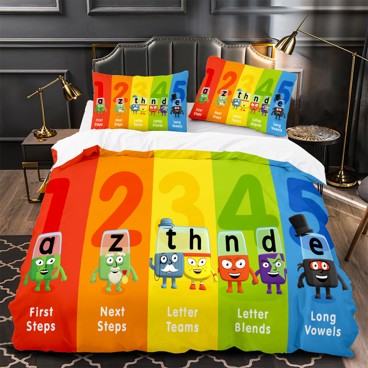 Alphablocks‌ Duvet Cover Quilt Case Pillowcase Bedding Set Without Filler