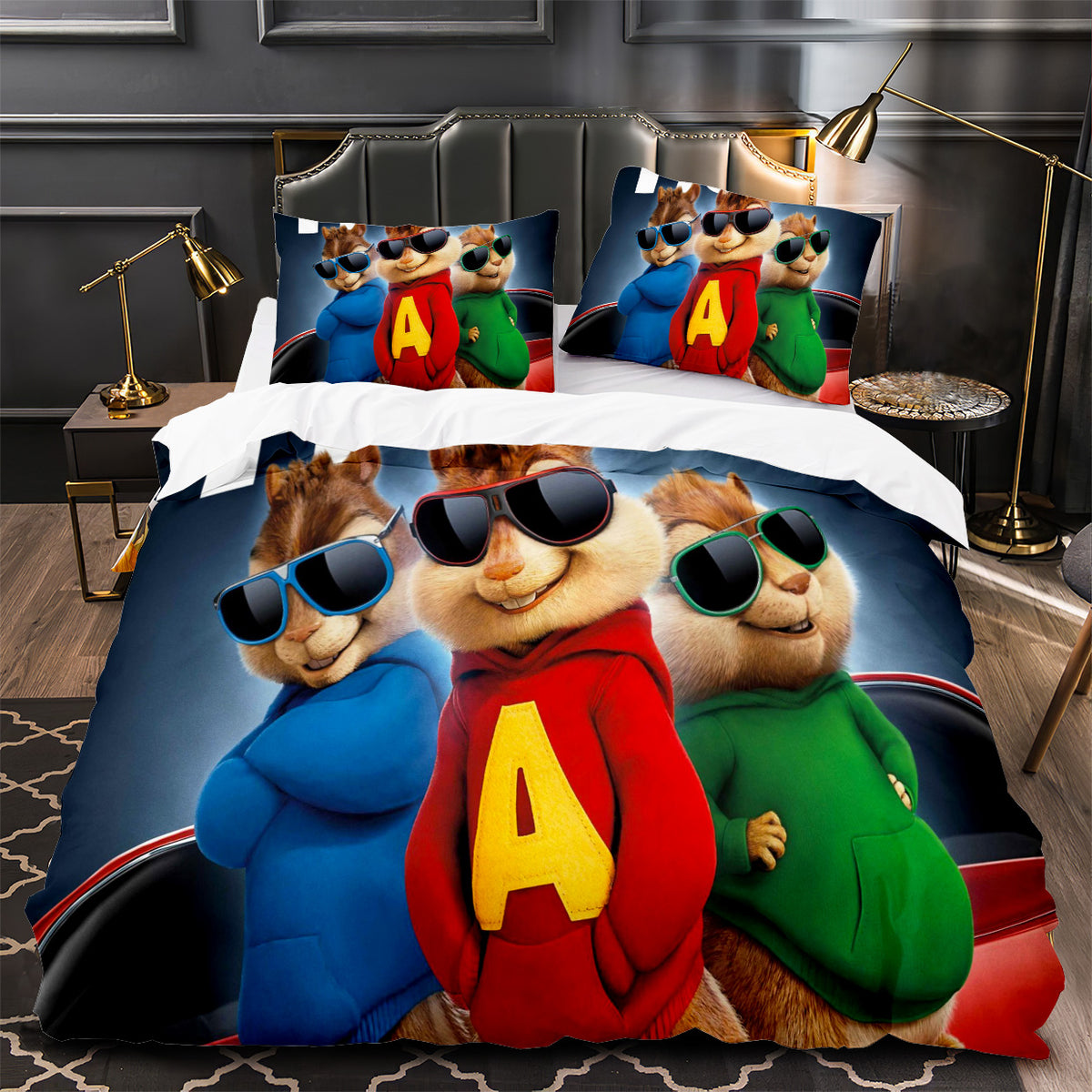 Alvin and the Chipmunks Duvet Cover Quilt Case Pillowcase Bedding Set Without Filler