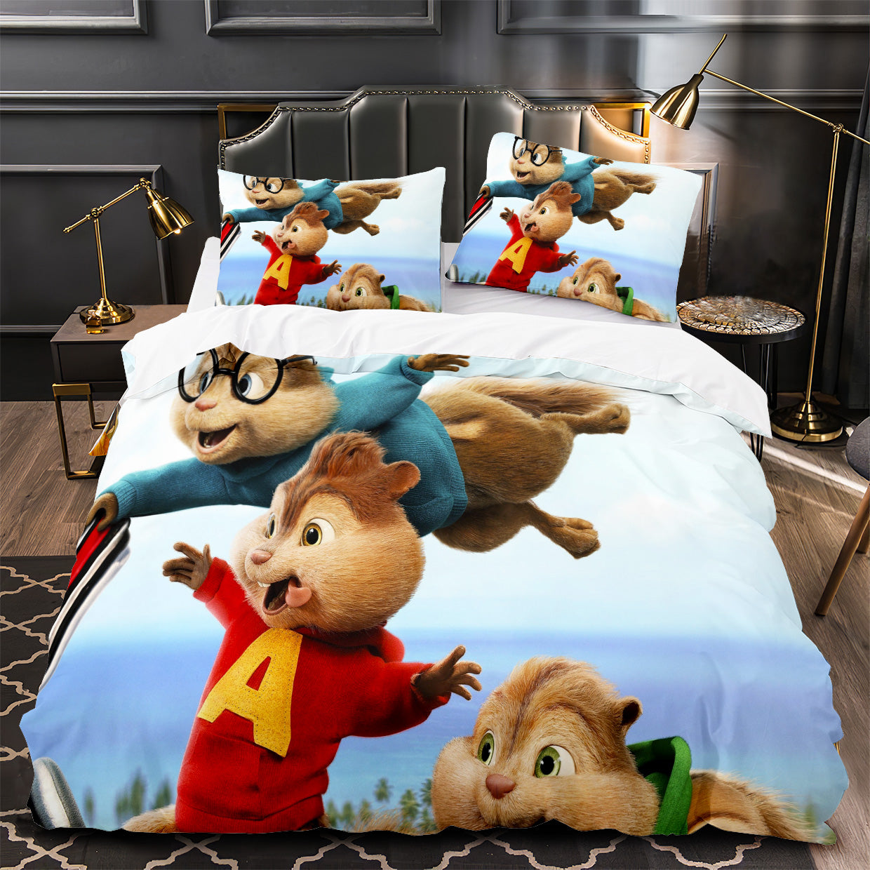 Alvin and the Chipmunks Duvet Cover Quilt Case Pillowcase Bedding Set Without Filler