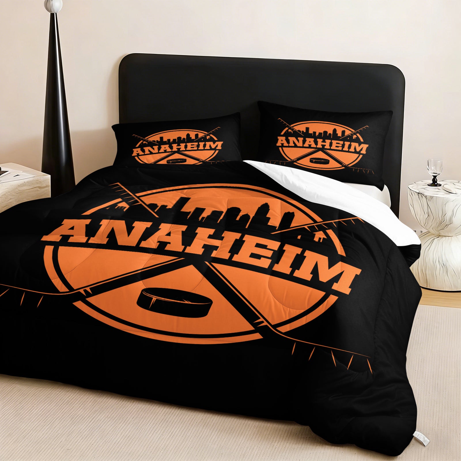 Anaheim Ducks Hockey League Comforter Pillowcase Sets Blanket All Season Reversible Quilted Duvet