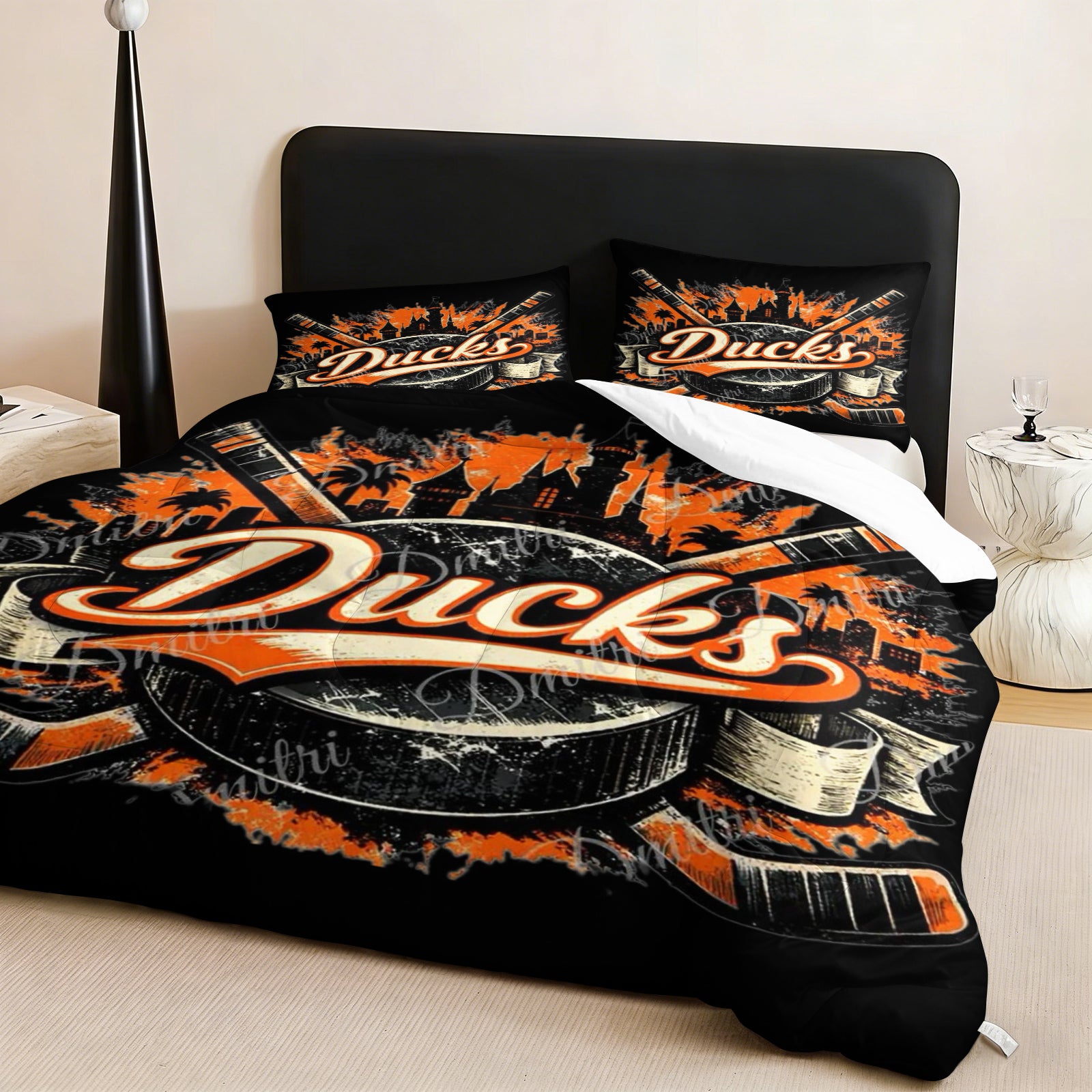 Anaheim Ducks Hockey League Comforter Pillowcase Sets Blanket All Season Reversible Quilted Duvet