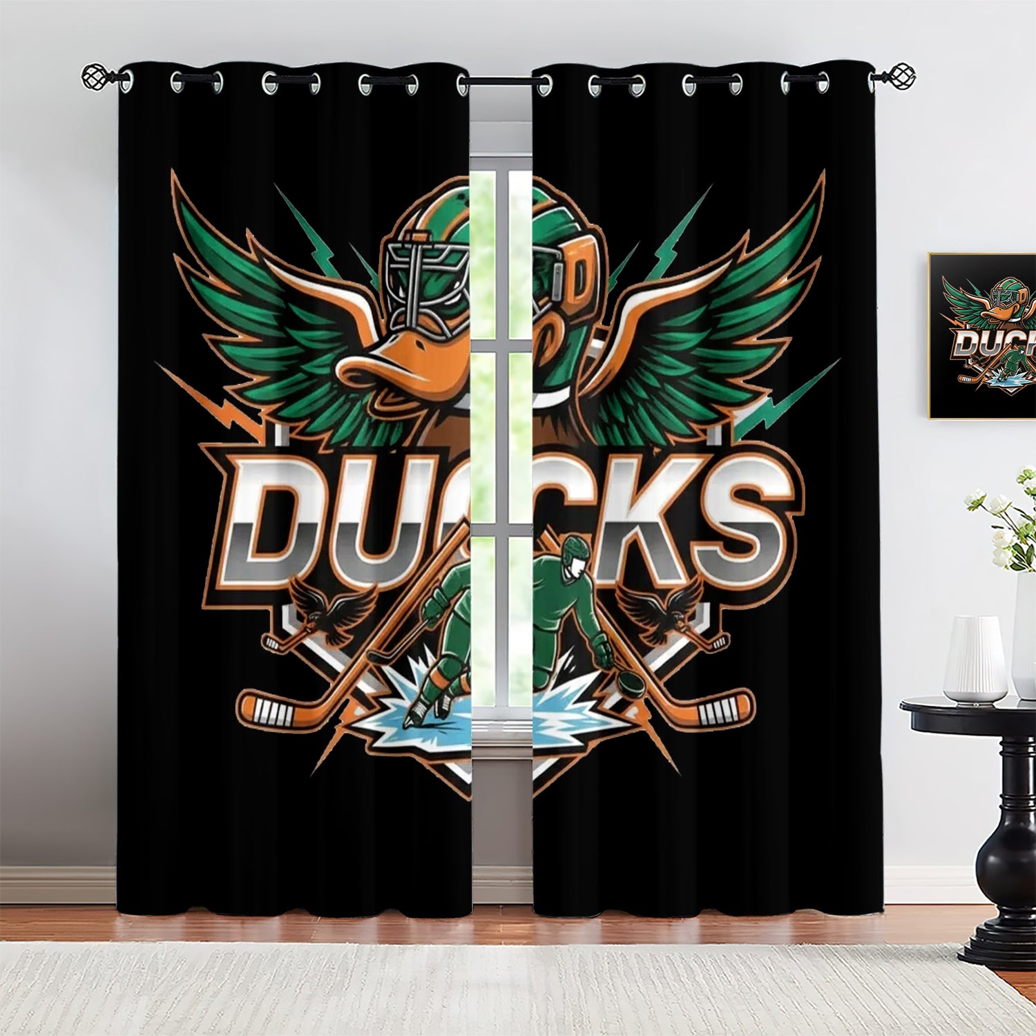Anaheim Ducks Blackout Curtains Drapes For Window Treatment Set