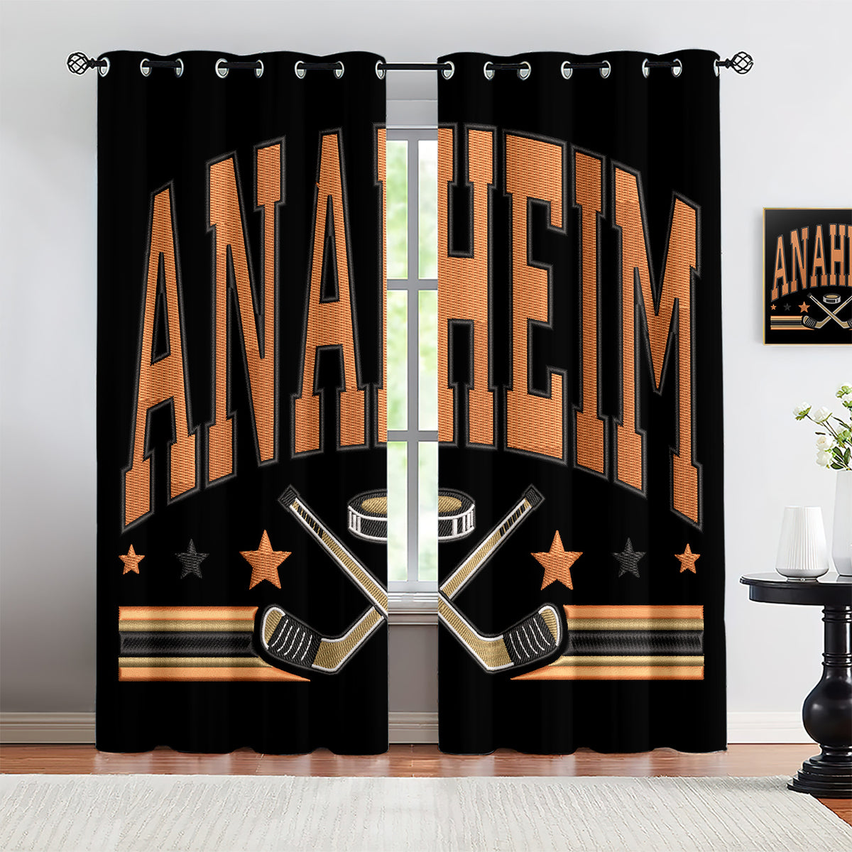 Anaheim Ducks Blackout Curtains Drapes For Window Treatment Set