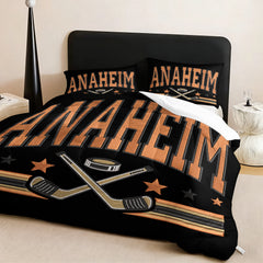 Anaheim Ducks Hockey League Comforter Pillowcase Sets Blanket All Season Reversible Quilted Duvet