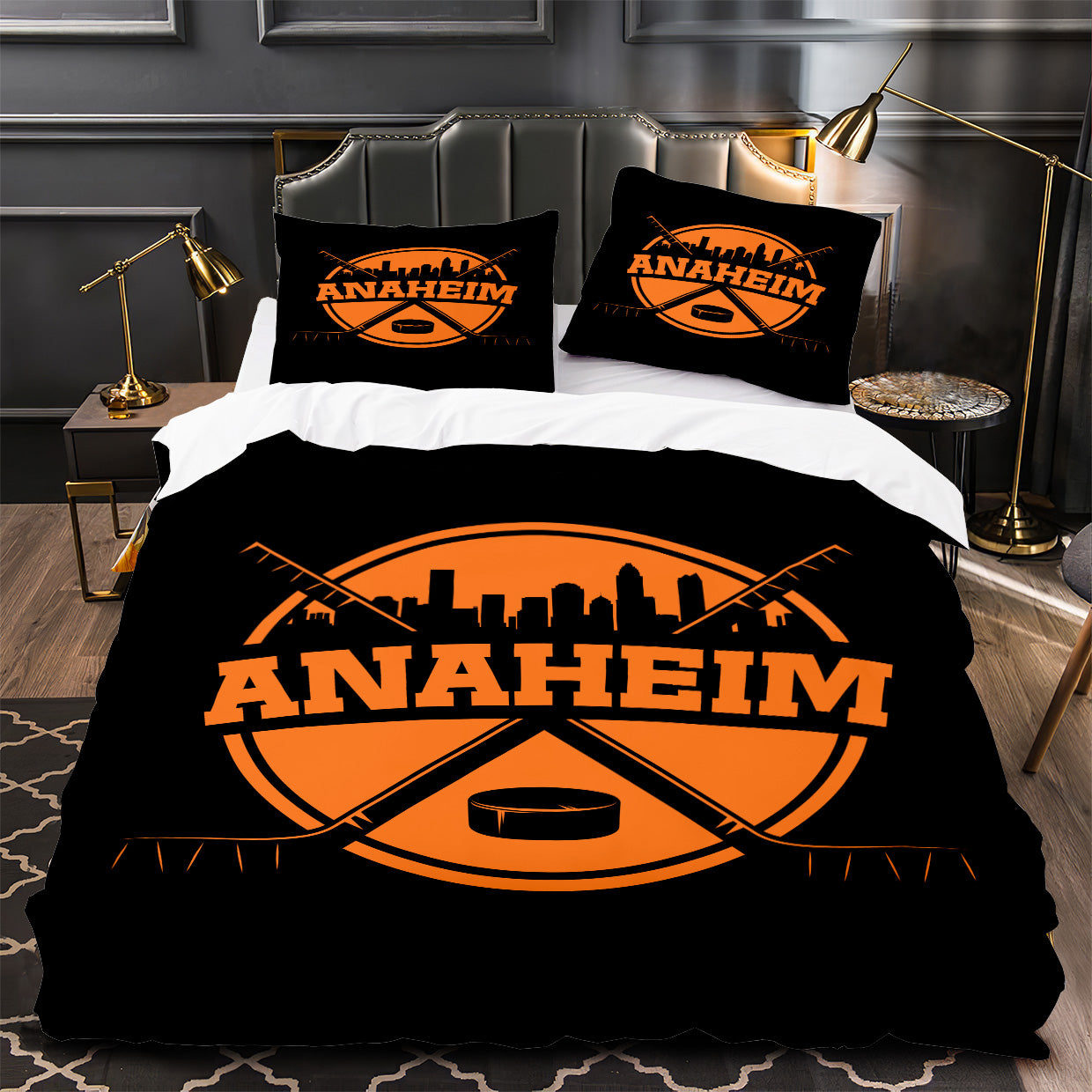 Anaheim Ducks Hockey Duvet Cover Quilt Case Pillowcase Bedding Set Without Filler