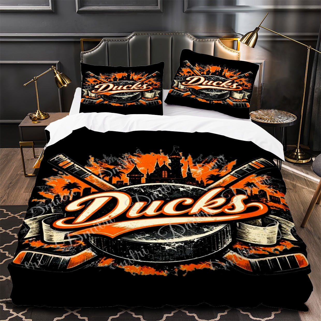 Anaheim Ducks Hockey Duvet Cover Quilt Case Pillowcase Bedding Set Without Filler