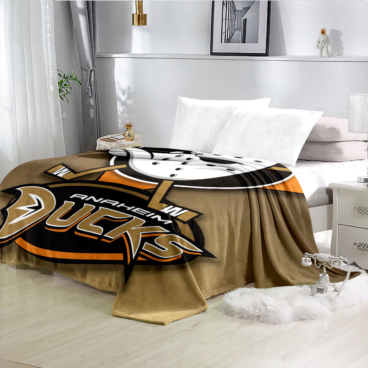 Anaheim Ducks Hockey Team Flannel Fleece Throw Blanket