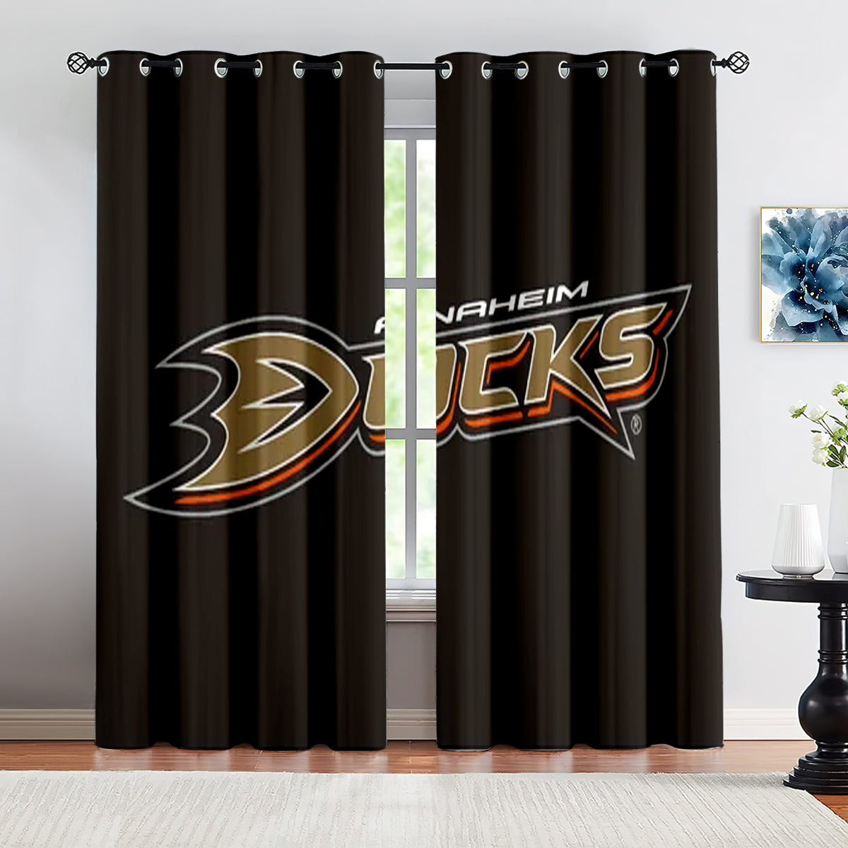 Anaheim Ducks Hockey League Blackout Curtains Drapes For Window Treatment Set