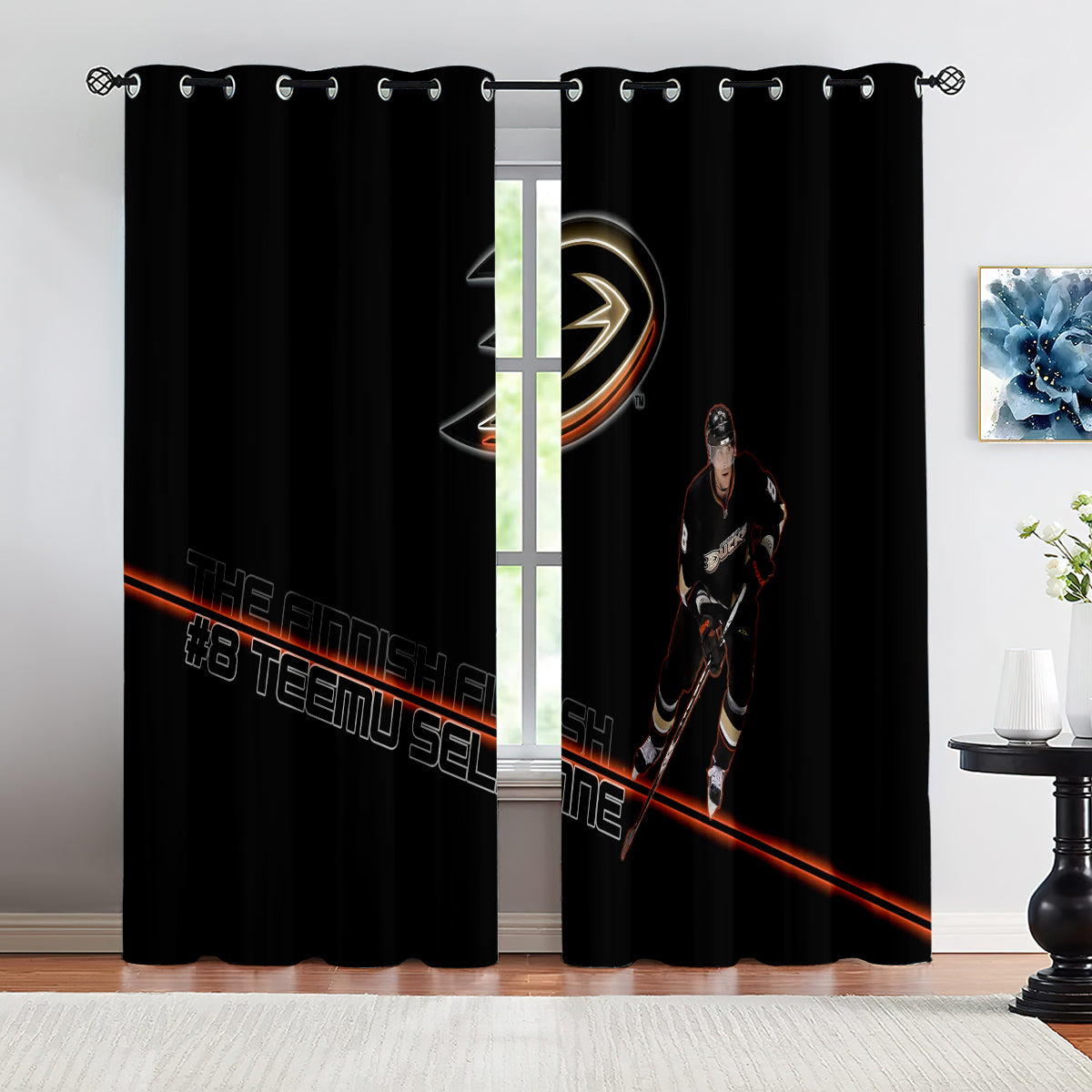 Anaheim Ducks Hockey League Blackout Curtains Drapes For Window Treatment Set