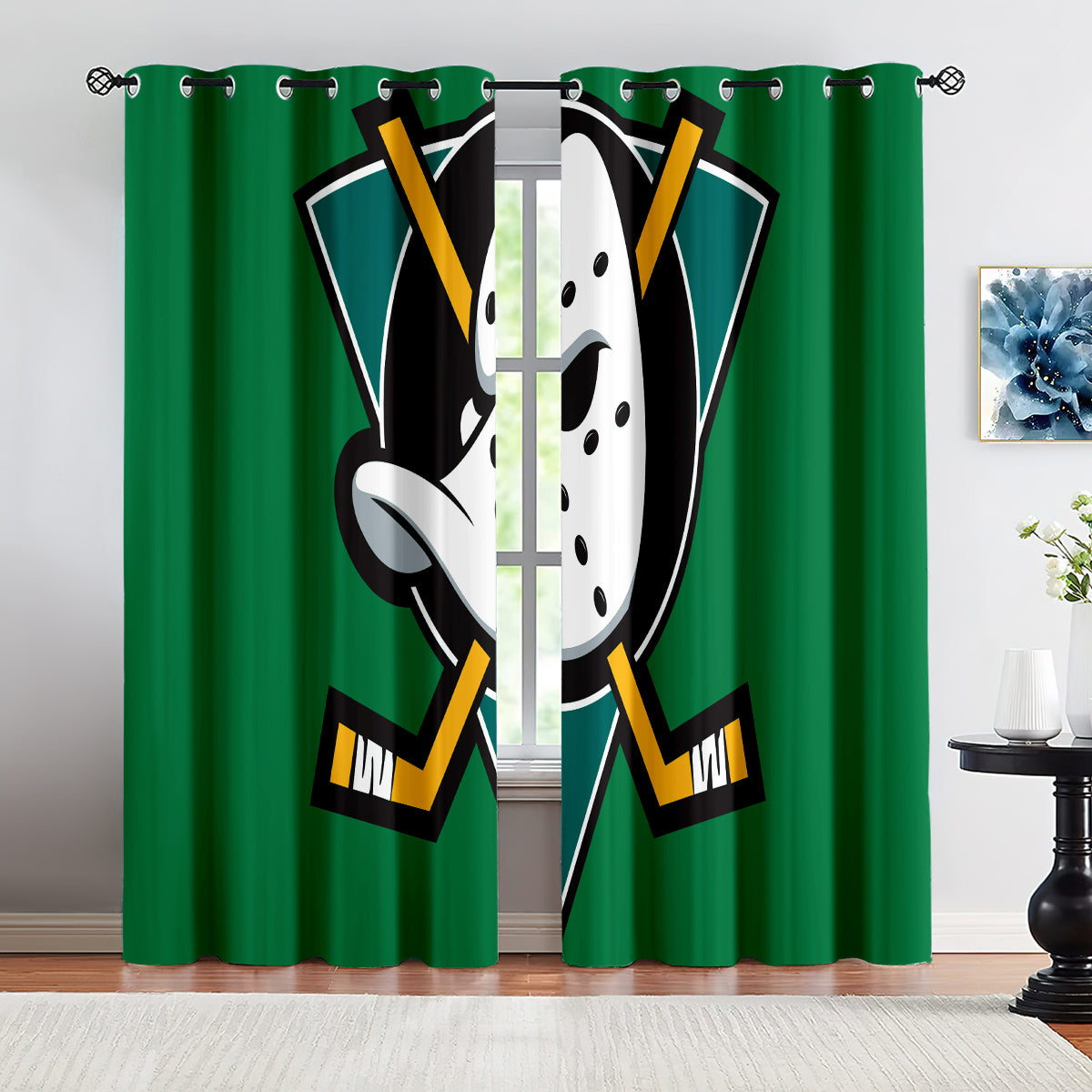 Anaheim Ducks Hockey League Blackout Curtains Drapes For Window Treatment Set