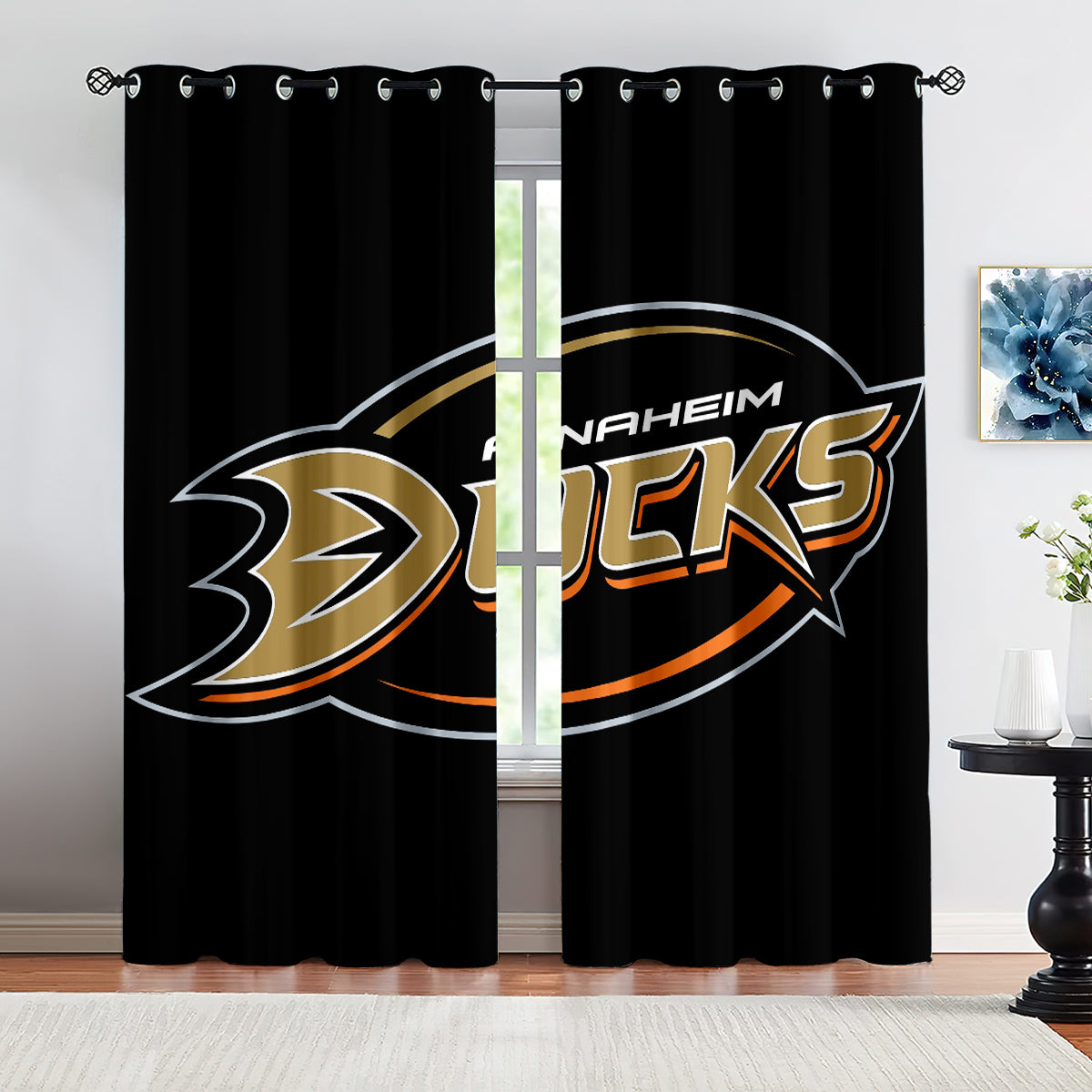 Anaheim Ducks Hockey League Blackout Curtains Drapes For Window Treatment Set