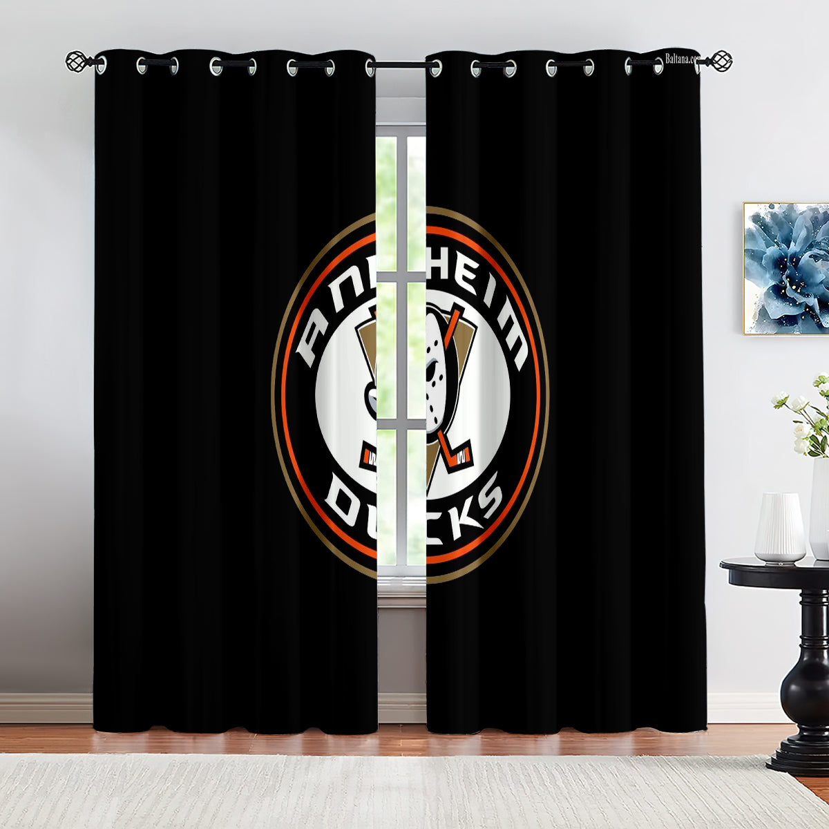 Anaheim Ducks Hockey League Blackout Curtains Drapes For Window Treatment Set