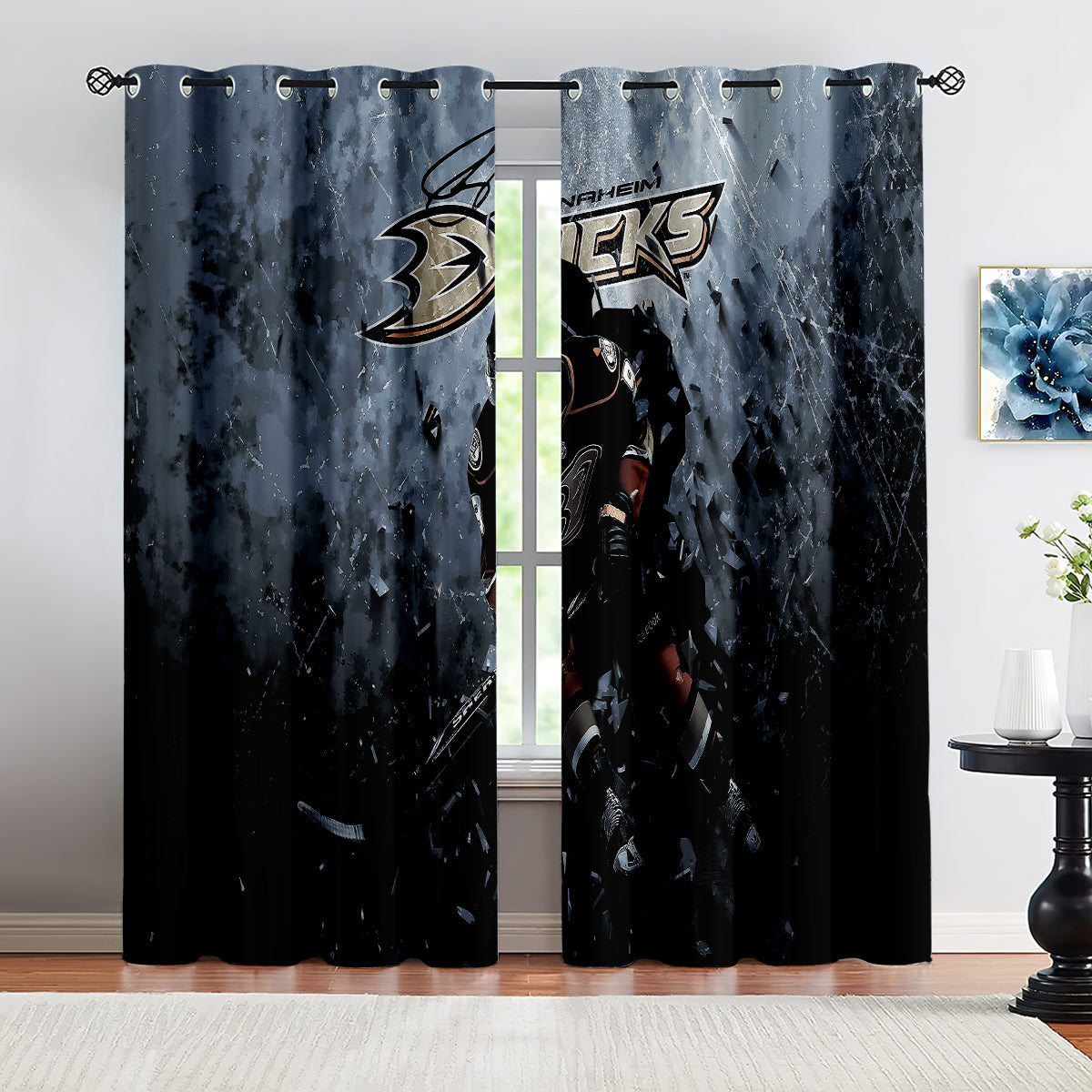 Anaheim Ducks Hockey League Blackout Curtains Drapes For Window Treatment Set