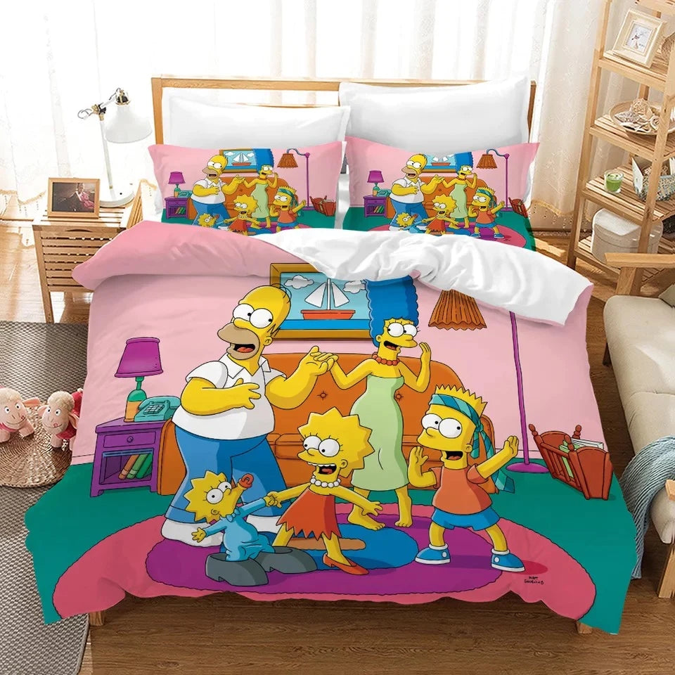 Anime The Simpsons Duvet Cover Quilt Cover Pillowcase Bedding Set