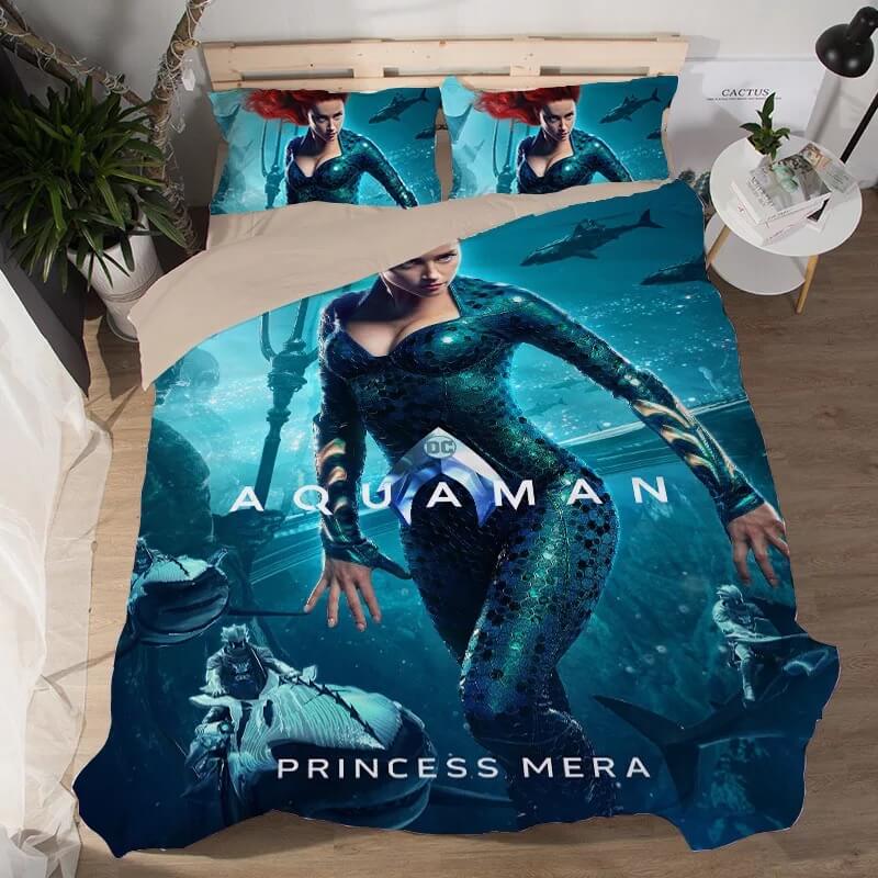 Aquaman Duvet Cover Quilt Case Pillowcase Bedding Set  Bedroom Decor