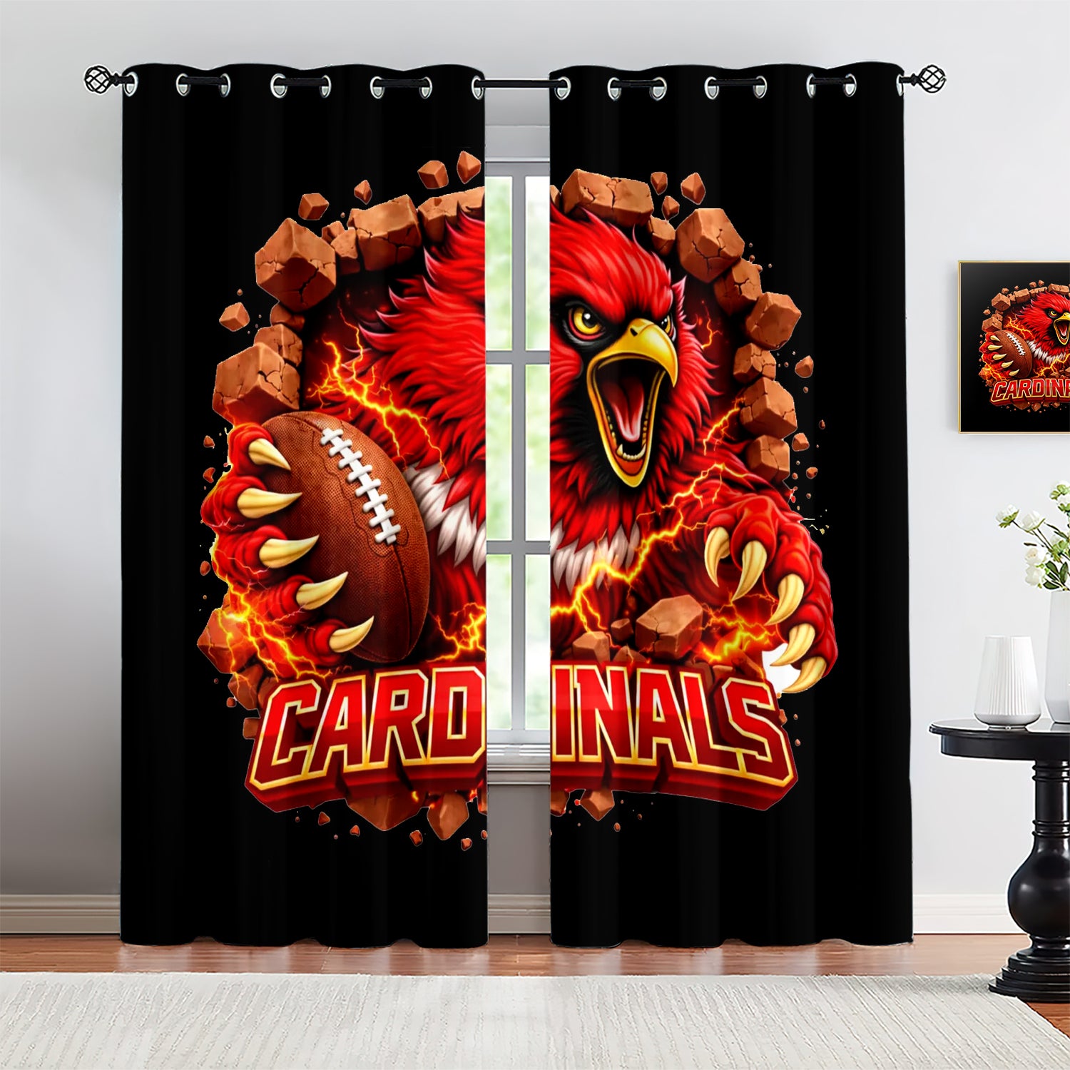 Arizona Cardinals Blackout Curtains Drapes for Window Treatment Set