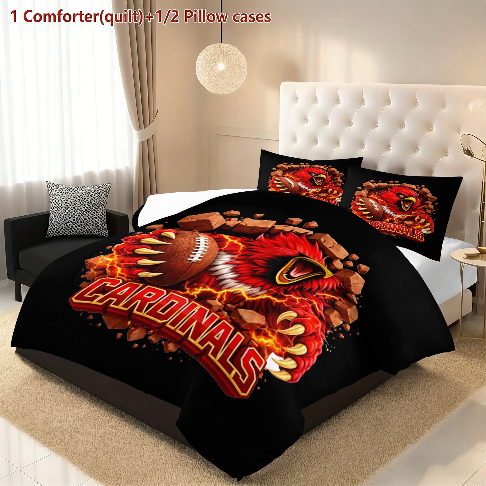 Arizona Cardinals Comforter Pillowcase Sets Blanket All Season Reversible Quilted Duvet